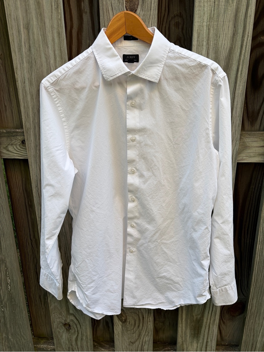 J Crew Ludlow L/S Premium WHITE Dress Shirt 16.5x35 Cotton SLIM Fit